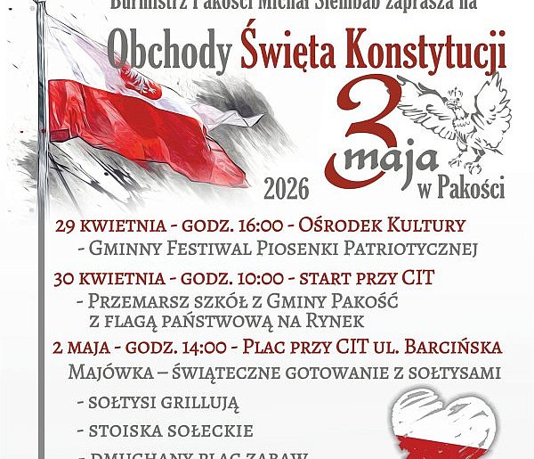 Pakość uczci Święto Konstytucji 3 Maja. Znamy program